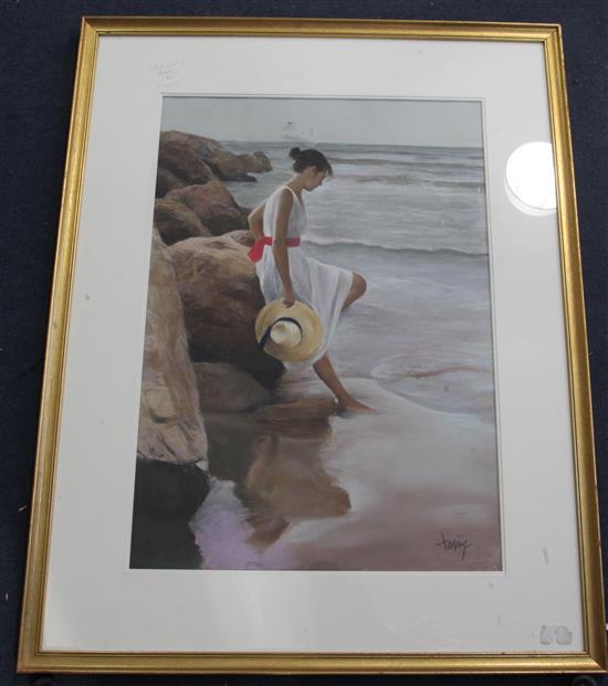 D. Alvarez Gomez Domingo Young woman on the seashore 54 x 44cm